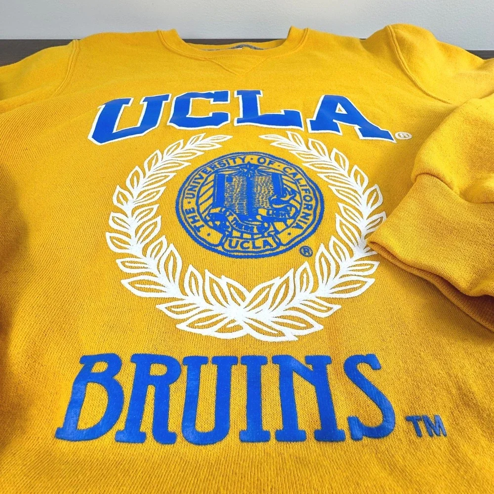 UCLA Bruins Mustard/Gold Crewneck – Russell Athletic 50/50 Cotton-Poly, Unisex S